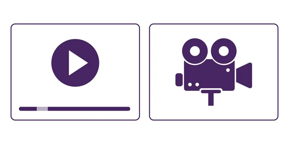 Video player play button multimedia film movie stream vector icons Stock Illustration