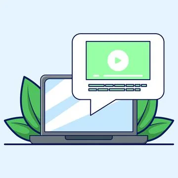 Video player with playlist, video player line icons collection. Stock Illustration