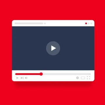 Video Player Screen with Play Button Concept. Vector Stock Illustration