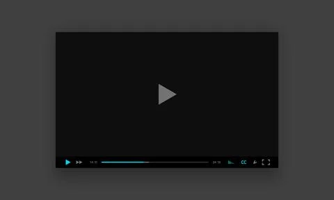 Video player screen template with control panel and navigation icons Stock Illustration