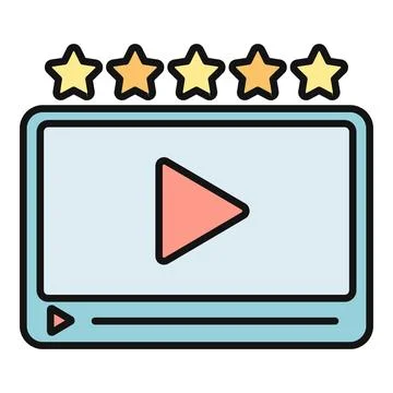 Video player showing full 5 star rating Illustrazione stock