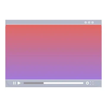 Video player showing a gradient background with play and settings buttons Illustrazione stock