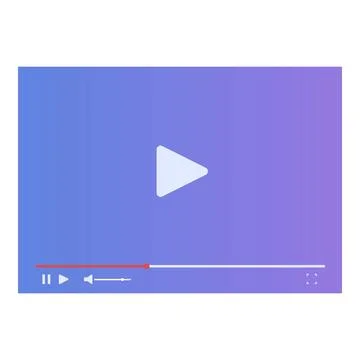 Video player showing streaming bar playing button and progress bar Stock Illustration