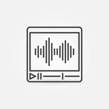 Video Player with Sound Wave linear vector concept icon Stock Illustration