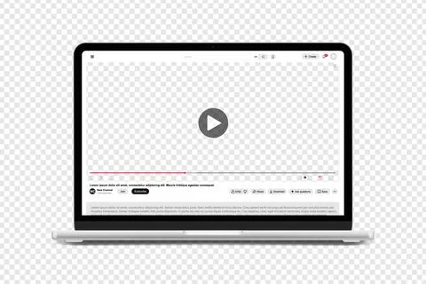 Video player streaming template light mode for web and mobile apps on laptop pc Stock Illustration