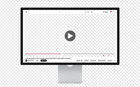 Video player streaming template light mode for web and mobile apps on pc screen Stock-Illustration