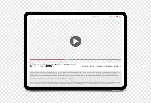 Video player streaming template light mode for web and mobile apps on tablet pc Stock Illustration