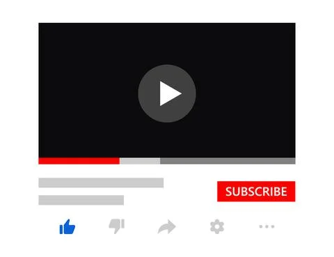 Video player with subscribe design elements. Video player interface mockup Stock Illustration