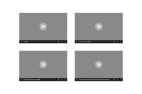 Video player template icon set. Multimedia player illustration symbol. Sign.. Stock Illustration