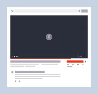 Video player template interface. Video hosting mockup, social media concept. Web Stock Illustration