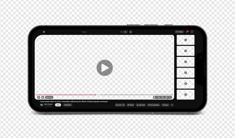 Video player template with side playlist night dark mode for web and mobile apps Stock Illustration