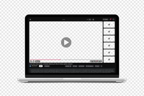 Video player template with side playlist night dark mode for web and mobile apps イラスト素材
