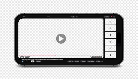 Video player template with side playlist night dark mode for web and mobile apps Stock Illustration