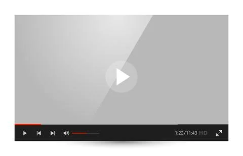 Video player template for web and mobile apps, vector illustration in flat style 库存插图
