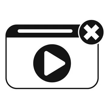 Video player unavailable with close button icon Illustrazione stock