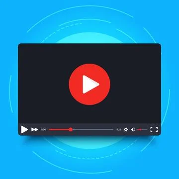 Video player vector frame on blue background Stock Illustration