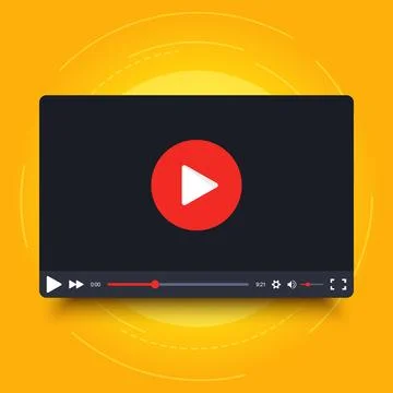 Video player vector frame on orange background Stock Illustration