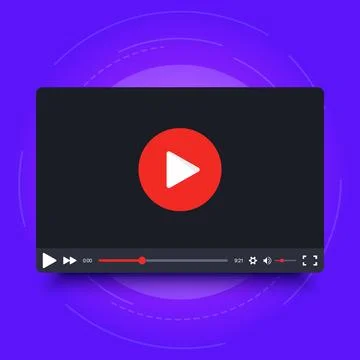 Video player vector frame on purple background Stock Illustration