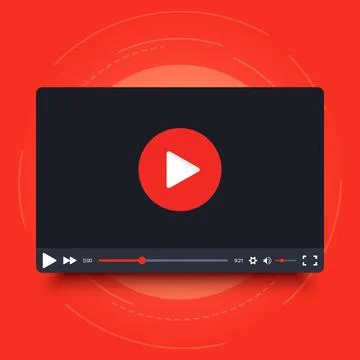 Video player vector frame on red background Stock Illustration