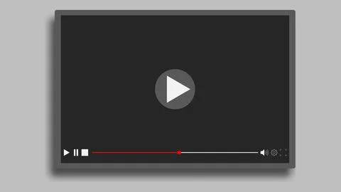 Video player, video streaming interface mockup template design Illustrazione stock