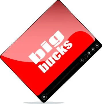 Video player for web with big bucks word Stock Illustration