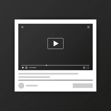 Video player for web design. Realistic window. Vector illustration. Иллюстрация