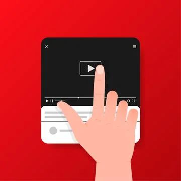Video player for web design. Realistic window. Vector illustration. Illustrazione stock