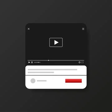 Video player for web design. Realistic window. Vector illustration. Stock Illustration