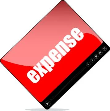 Video player for web with expense words Illustrazione stock