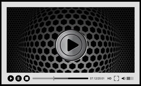 Video player for web, Video player for web with metal button, vector illus... Stock Photos