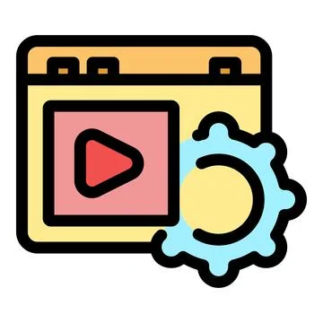 Video player window being configured with gear icon 스톡 일러스트