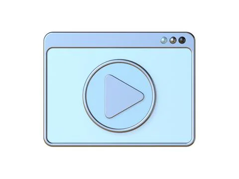 Video player window icon 3D Stock Illustration