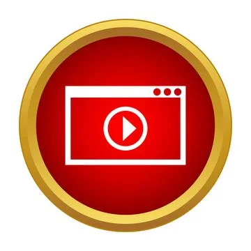 Video player window interface in a red circle Stock Illustration