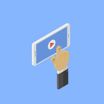 Video player on your smartphone. Vector illustration . Stock Illustration