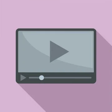Video playing icon, flat style Stock Illustration