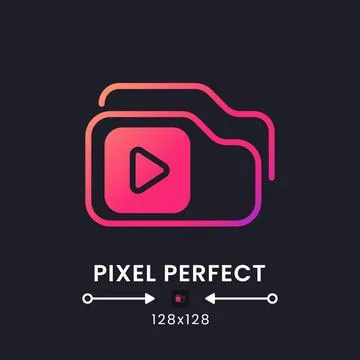 Video playlist pink solid gradient desktop icon on black Stockillustratie
