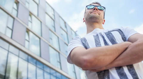 Video portrait of a confident man, cracking his neck Stock Footage 39343142