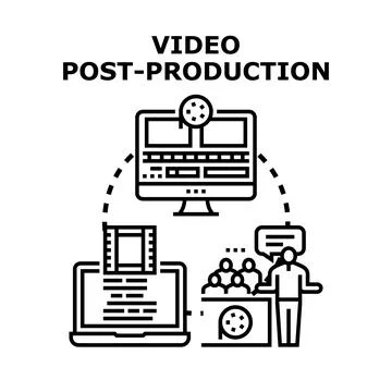 Video post production process creating content workflow Stock Illustration