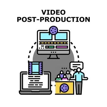 Video post production process creating content workflow Stock Illustration