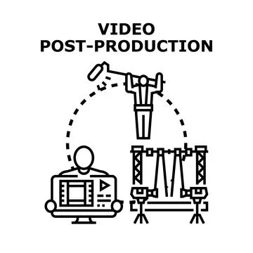 Video post production work editing creating multimedia content 스톡 일러스트