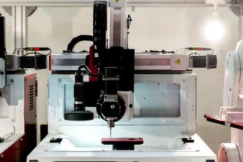 Video precision measuring industry machine working in manufacturing industry  Foto stock