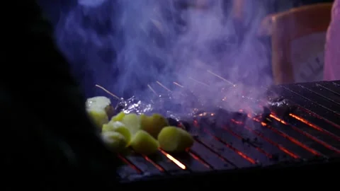 Video of the preparation of anticuchos, typical Peruvian dish. Stock Footage 249230949