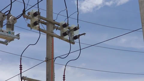 Video of preparing to open a disconnect switch on a riser pole. Stock Footage 345201779