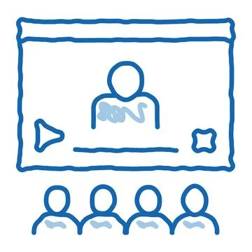 Video Presentation doodle icon hand drawn illustration Stock-Illustration