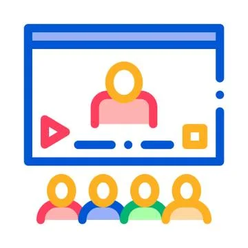 Video Presentation Icon Vector Outline Illustration Stock Illustration
