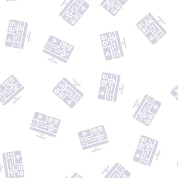 Video processing software glyph vector seamless pattern Stock Illustration