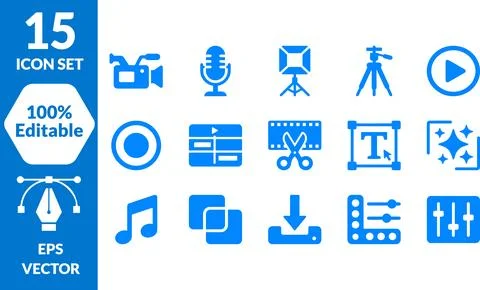 Video Production and Content Creation Icon Bundle for Multimedia Editing Pr.. Illustration