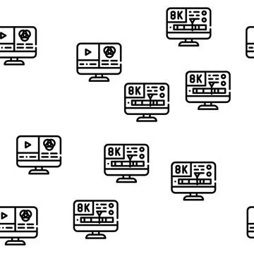 Video Production And Creation Vector Seamless Pattern Stock Illustration