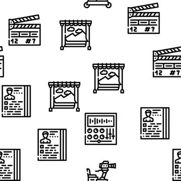 Video Production And Creation Vector Seamless Pattern Stock Illustration