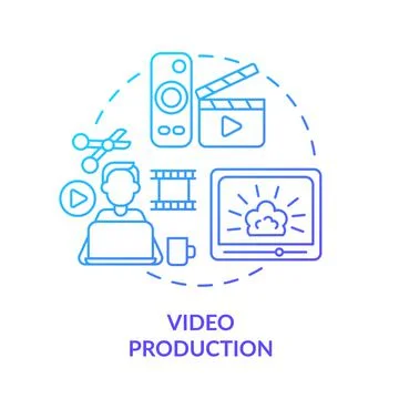 Video production blue gradient concept icon Stock Illustration
